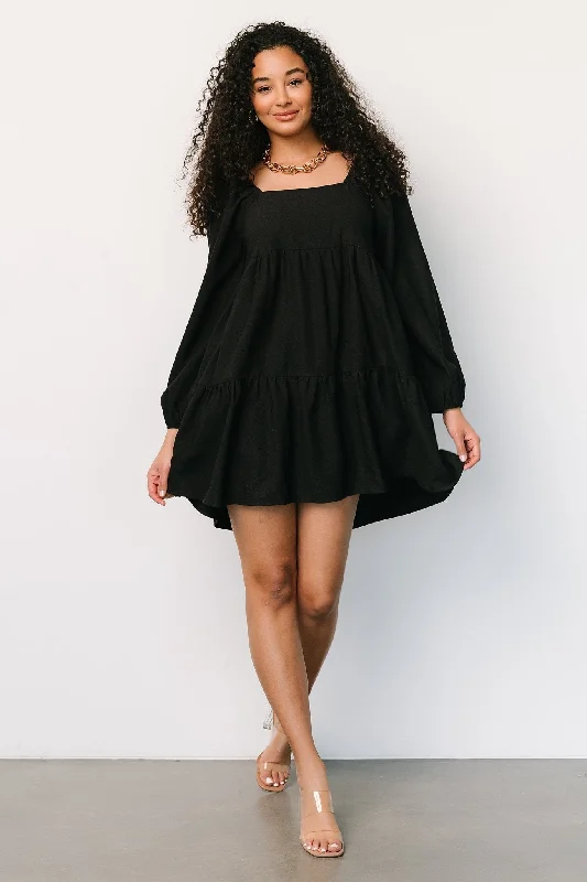 Selena Tiered Mini Dress | Black