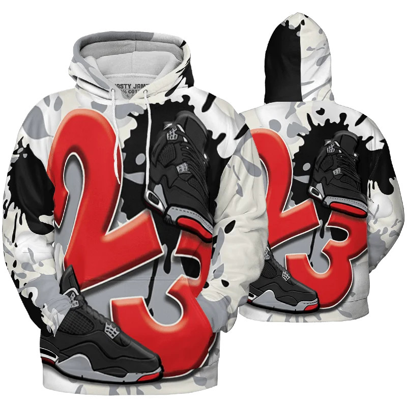 Premium quality women’s clothing at affordable prices   NastyJamz Bred Reimagined 4s Hoodie Match Number 23 Paint White Monochrome Ball  3D All-Over Print