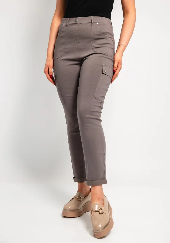 Designer-inspired women’s fashion at affordable prices   Leon Collection Slim Leg Cargo Trousers, Grey