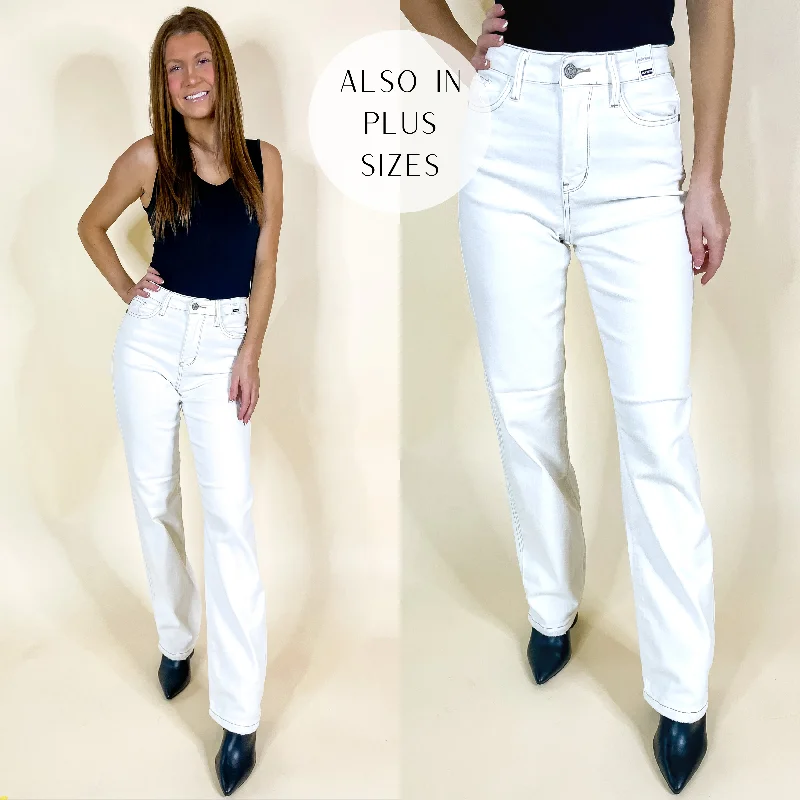 Last Chance Size 0-5, 13, 15, 20W-24W | Judy Blue | Feeling My Best Straight Leg Jeans in Ecru