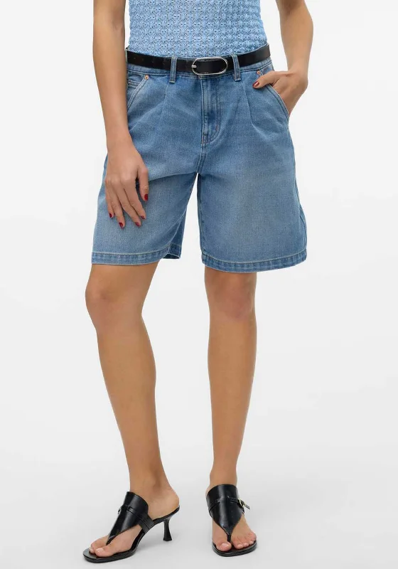 Vero Moda Evelyn Long Denim Shorts, Light Blue