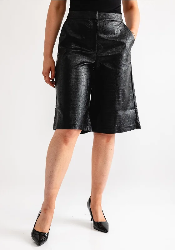 Vero Moda Ren Croc Bermuda Shorts, Black