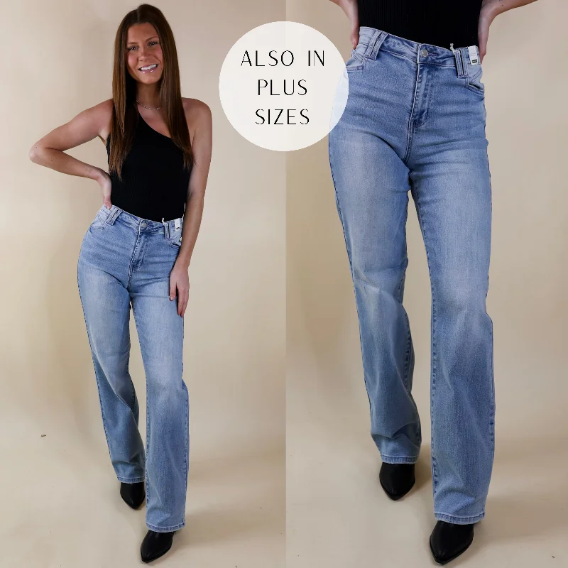 Last Chance Size 13 & 18W-24W | Judy Blue | Touched My Soul Wide Leg Jeans with Pocket Details in Light Wash