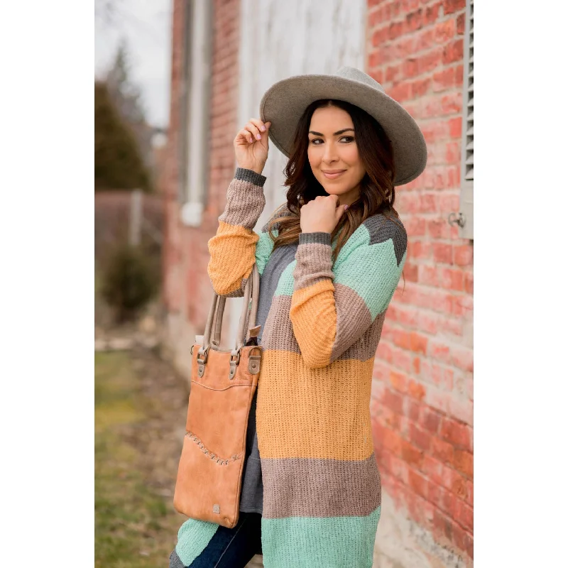 Lightweight Blocked Tunic Cardigan