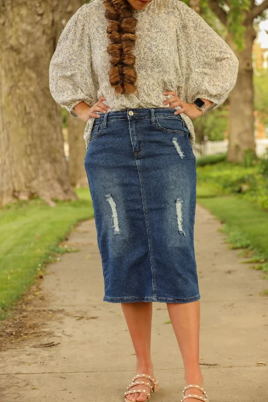 Ada Faye Denim Skirt- Dark (EXTENDED)