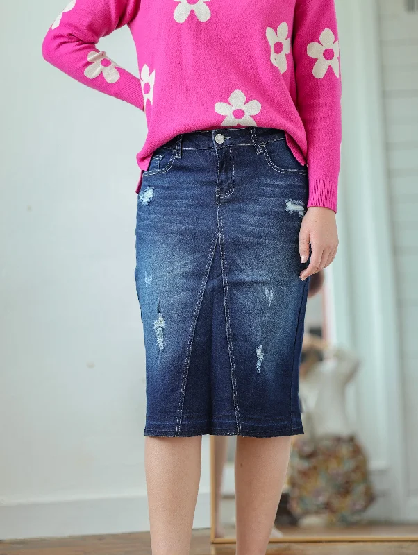 Andi Denim Skirt - Dark Indigo - Extended