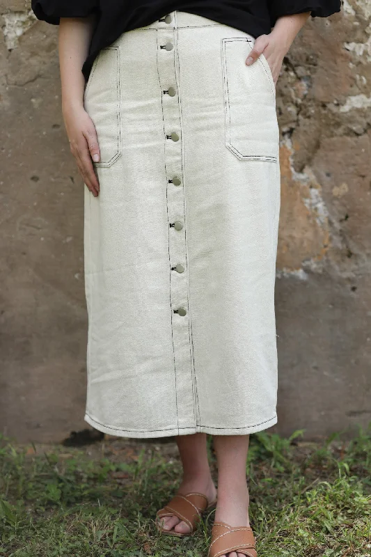 Logan Denim Skirt - Beige