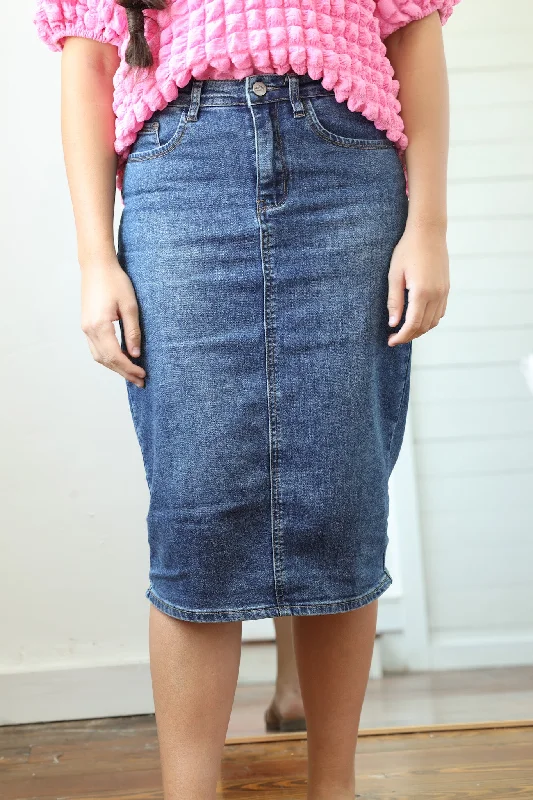 Anna Denim Skirt - Dark - Extended