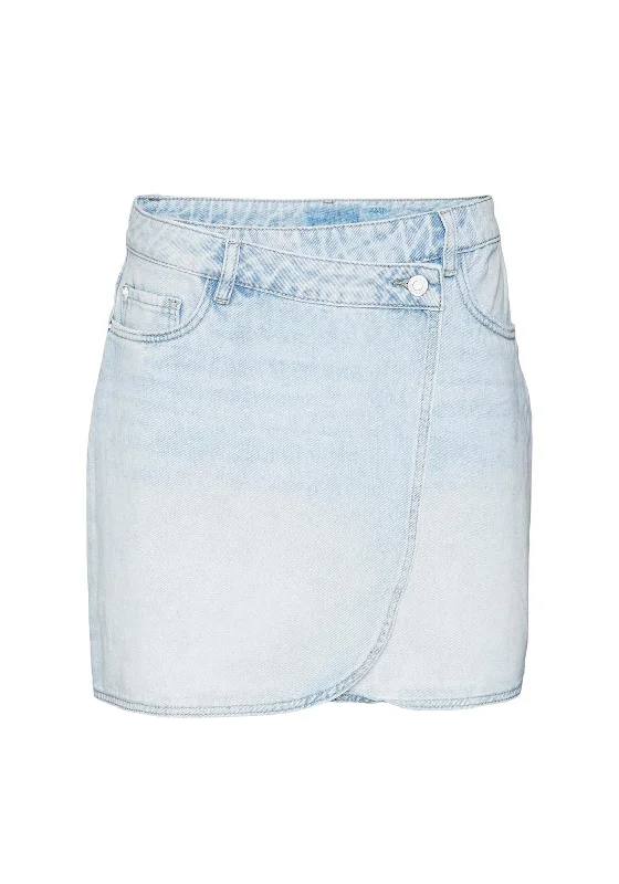 Vero Moda Betty Short Wrap Denim Skirt, Light Blue Denim