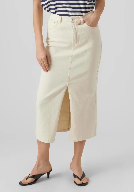 Vero Moda Wild Lucky Denim Midi Skirt, Pumice Stone