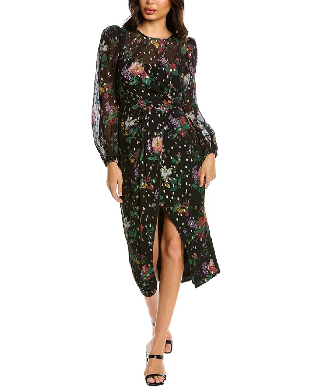 Timeless clothing pieces every woman should own   AMUR Clipped Lurex Chiffon Midi Dress