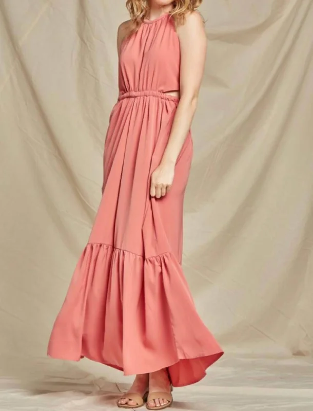 Bold and sophisticated looks for every woman   Cut Out Maxi Dress in Coral