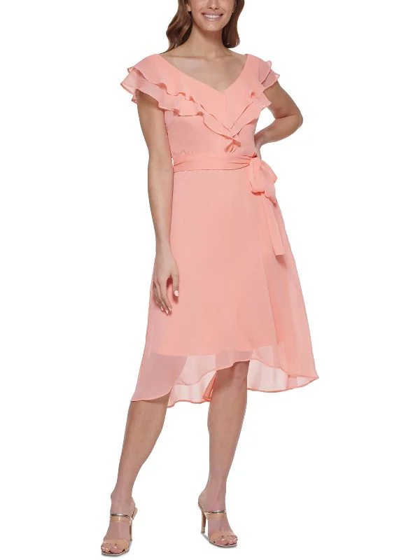 Women’s fashion that reflects your personality Petites Womens Ruffled Calf Midi Dress Women’s fashion that reflects your personality Petites Womens Ruffled Calf Midi Dress