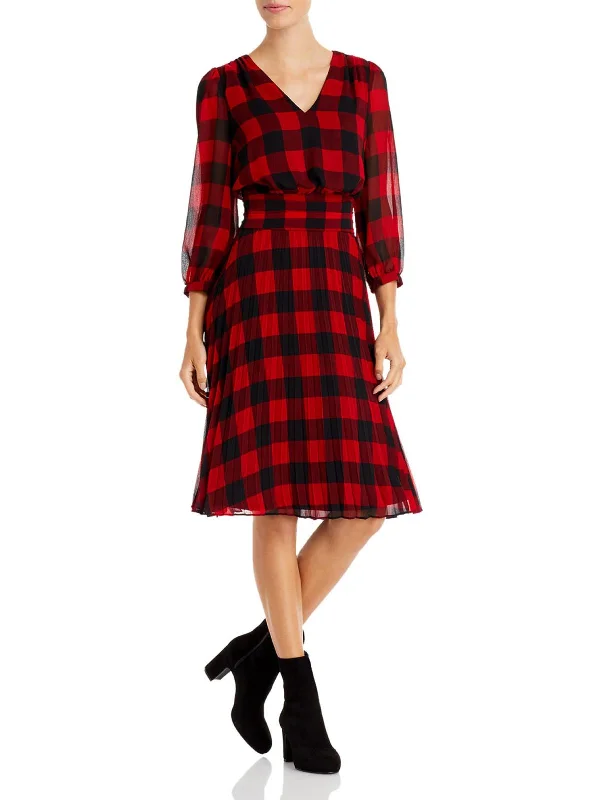 Fashion-forward women’s clothing on a budget   Womens Chiffon Plaid Midi Dress