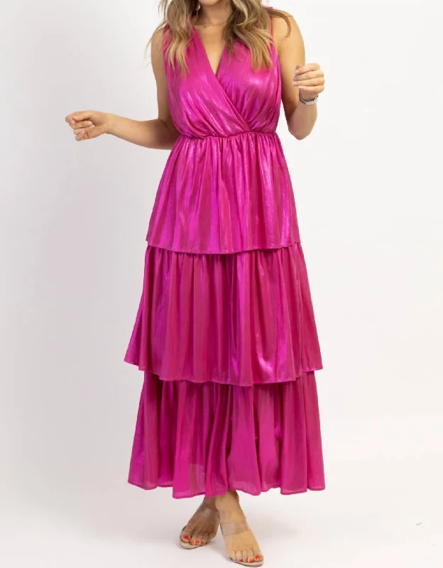 Fashion pieces that complement every woman’s style Shimmer Tiered Maxi Dress In Fuschia Fashion pieces that complement every woman’s style Shimmer Tiered Maxi Dress In Fuschia
