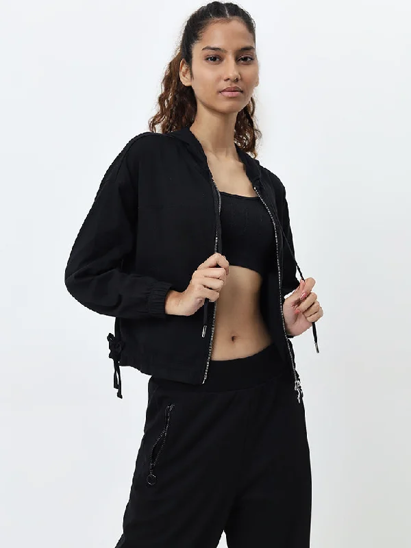 Studiofit Black Hooded Cotton Jacket