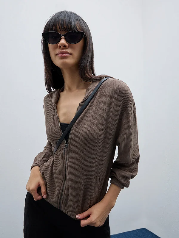 Studiofit Taupe Ribbed Jacket