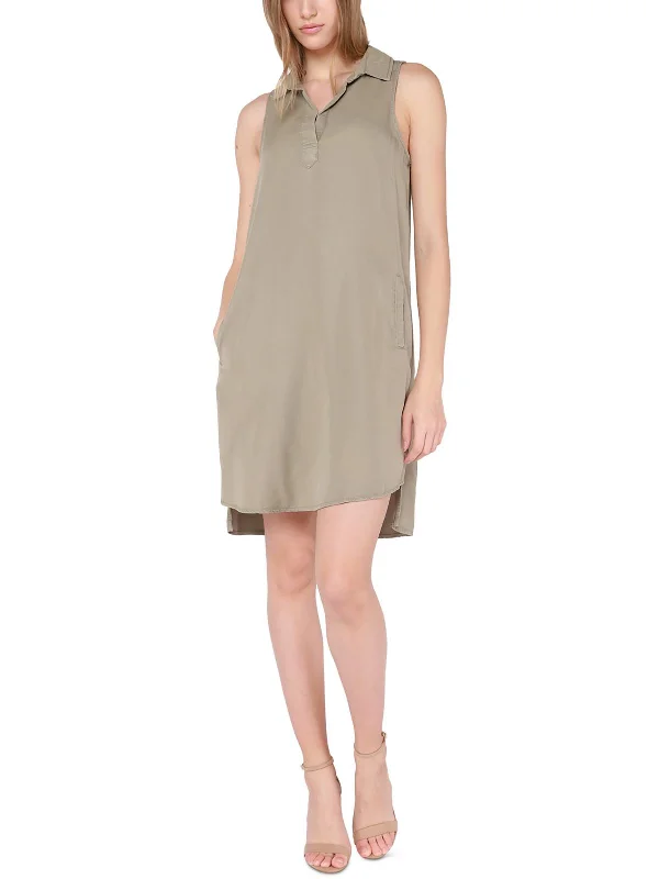Dress up or down with these versatile pieces   Womens Collared Sleeveless Midi Dress