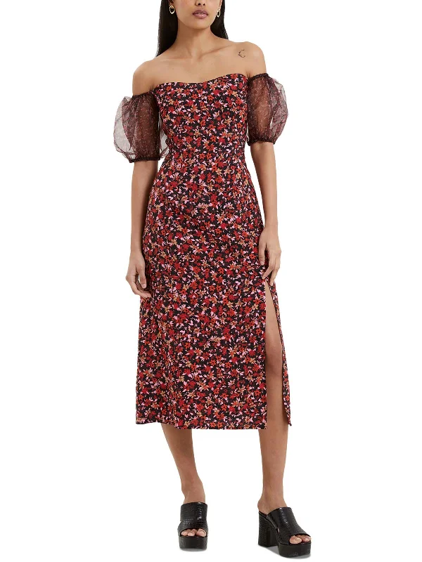 Soft, breathable fabrics for fashionable women Womens Floral Print Mid Calf Midi Dress Soft, breathable fabrics for fashionable women Womens Floral Print Mid Calf Midi Dress