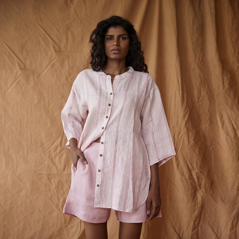 Iconic women’s outfits that never go out of style   Pure Linen Shirt | Oversized Shirt | Pink & White