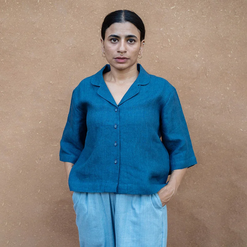 Get noticed with eye-catching women’s fashion   Women Linen Shirt | Deep Indigo