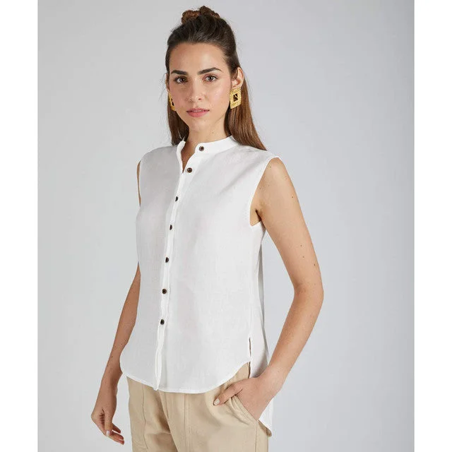 Classic pieces for a timeless wardrobe   Pure Hemp Sleeveless Shirt | White