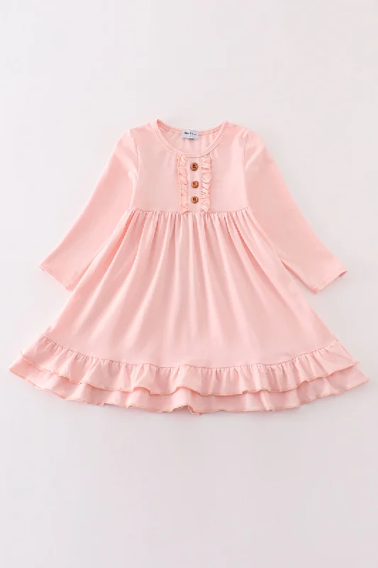 Coral ruffle girl dress