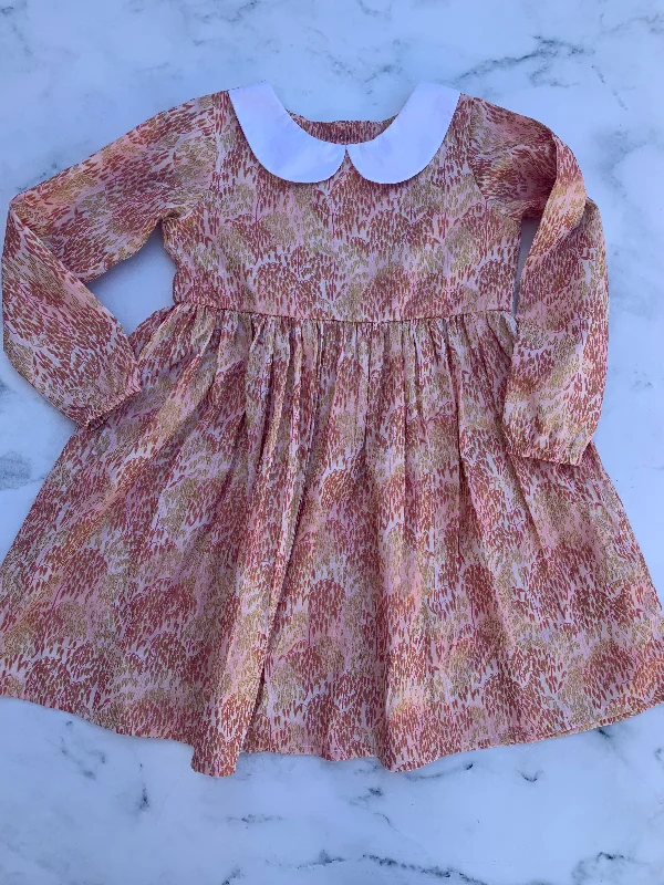 Latest fashion trends for modern women   Wedding guest girl dresses with an elegant and appropriate appearancePink and Gold Dress with white Peter pan collar