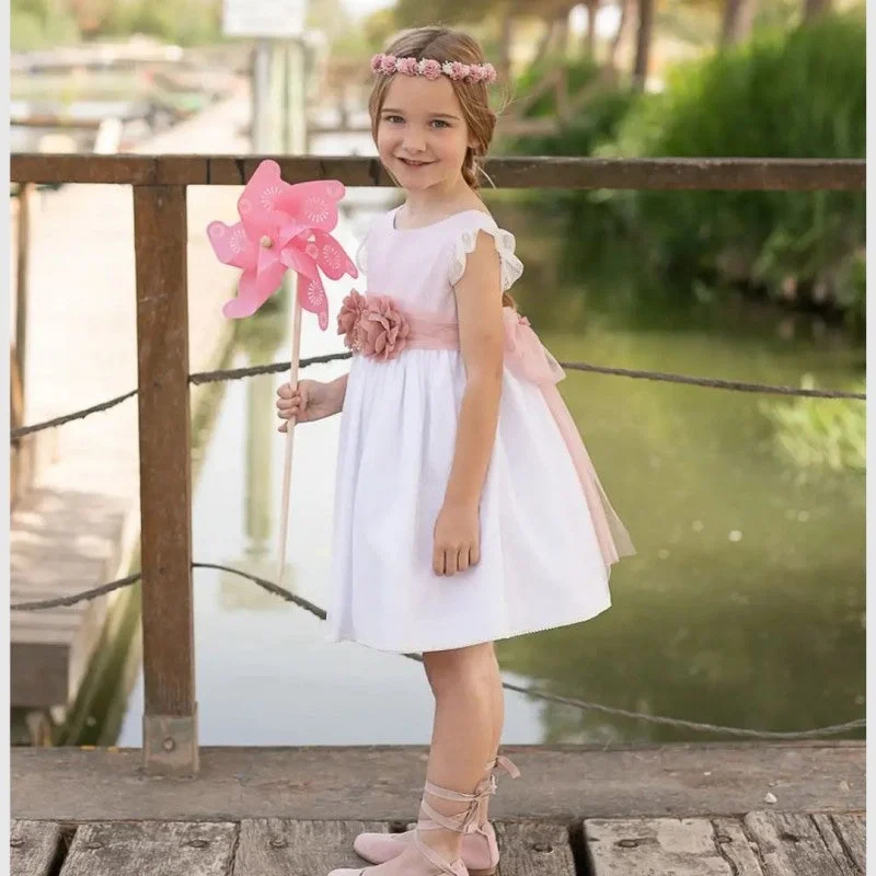 Refresh your closet with chic and comfy styles   Girl dresses for curvy figures with a flattering fitPink and Ivory tulle dress - COCO AQUA-Flower at the waist not included."