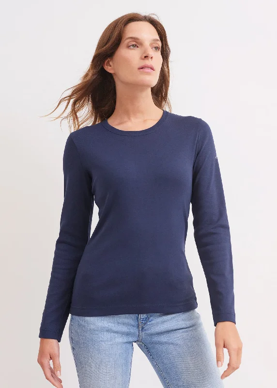 Latest fashion trends for modern women   Celina long sleeve t-shirt - round neck, in cotton (MARINE)